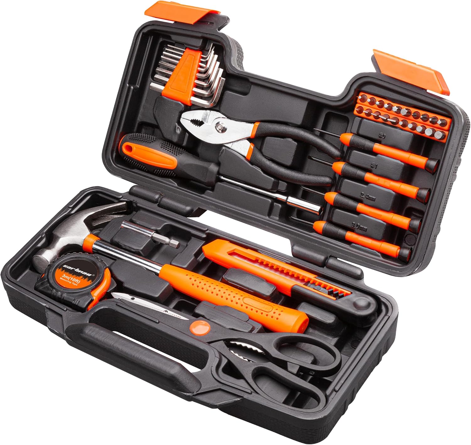CARTMAN 39 Piece Tool Set General Household Hand Kit with Plastic Toolbox Storage Case Orange - Image 3
