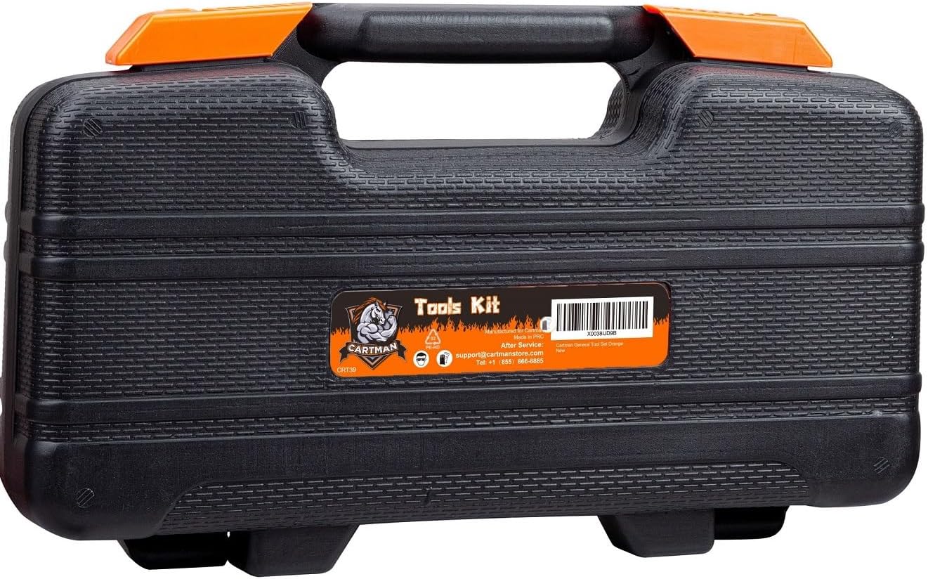 CARTMAN 39 Piece Tool Set General Household Hand Kit with Plastic Toolbox Storage Case Orange - Image 5